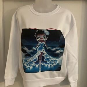 White Betty Boop Graphic Sweatshirt